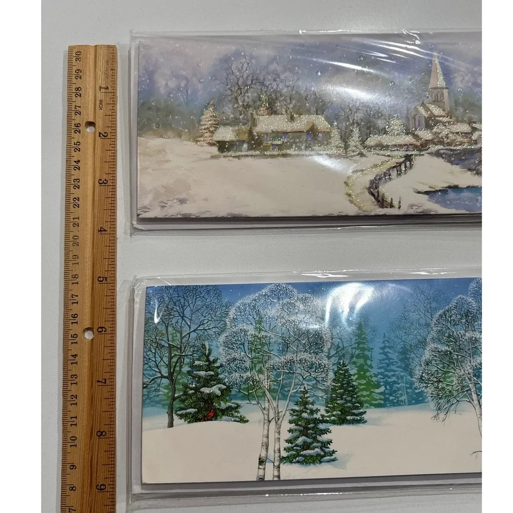2 Vintage Holiday Pop-Up Christmas Cards Santa Sleigh Winter Decor‎